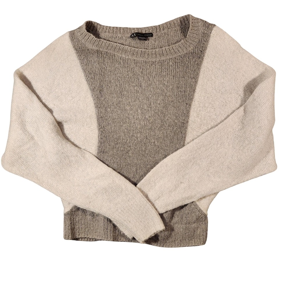 Armani Exchange Sweater Womens Medium Gray White Colorblock Mohair‎ Wool Blend